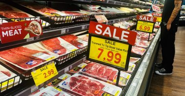 Meat is seen for sale in a supermarket in Alhambra, California, May 12, 2026. (AFP File Photo)