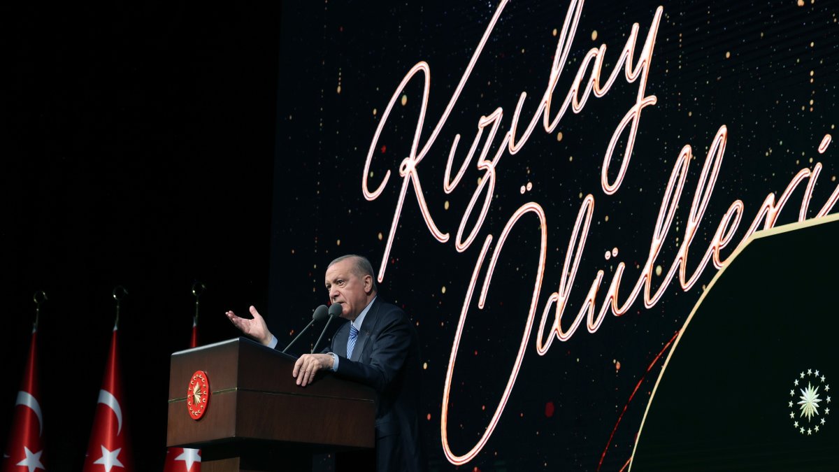 President Recep Tayyip Erdoğan speaks at a Turkish Red Crescent awards ceremony, Ankara, Türkiye, June 11, 2026. (AA Photo)