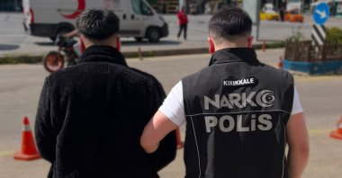 A suspect detained in a drug operation, Kırıkkale, Türkiye, June 7, 2026. (IHA Photo) 