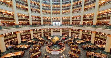 An interior view of the Presidential Nation's Library, one of the world's largest libraries, Ankara, Türkiye, Dec. 17, 2023. (Shutterstock Photo)