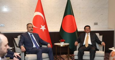 Foreign Minister Hakan Fidan meets with his counterpart, Khalilur Rahman, during his official visit, Dhaka, Bangladesh, June 5, 2026. (AA Photo)