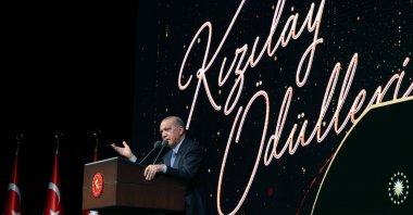 President Recep Tayyip Erdoğan speaks at a Turkish Red Crescent awards ceremony, Ankara, Türkiye, June 11, 2026. (AA Photo)