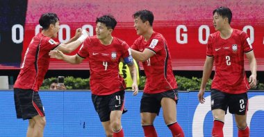South Korean players celebrate a goal during the FIFA World Cup 2026 Group A match between South Korea and Czechia in Guadalajara, Mexico, June 11, 2026. (EPA Photo)