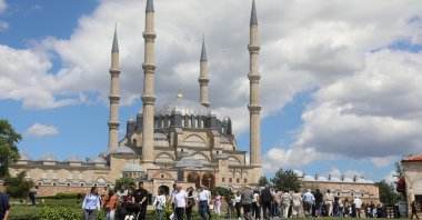 People visit the newly restored Selimiye Mosque during the Eid al-Adha holiday, Edirne, Türkiye, May 29, 2026. (AA Photo)