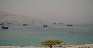 Vessels are anchored in the Strait of Hormuz, as seen from Musandam, Oman, June 11, 2026. (Reuters Photo)