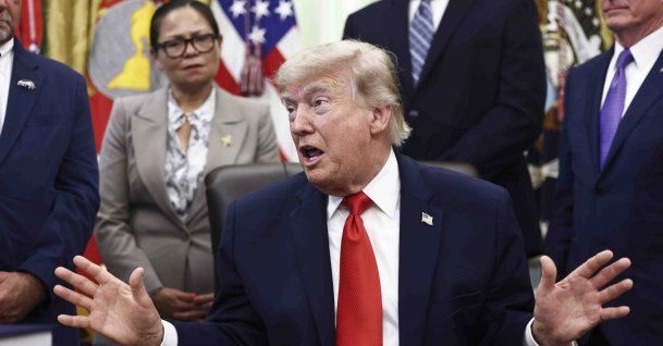 U.S. President Donald Trump responds to a question from the news media after signing a fisheries proclamation in the Oval Office of the White House, Washington, U.S., June 11, 2026. (EPA Photo)