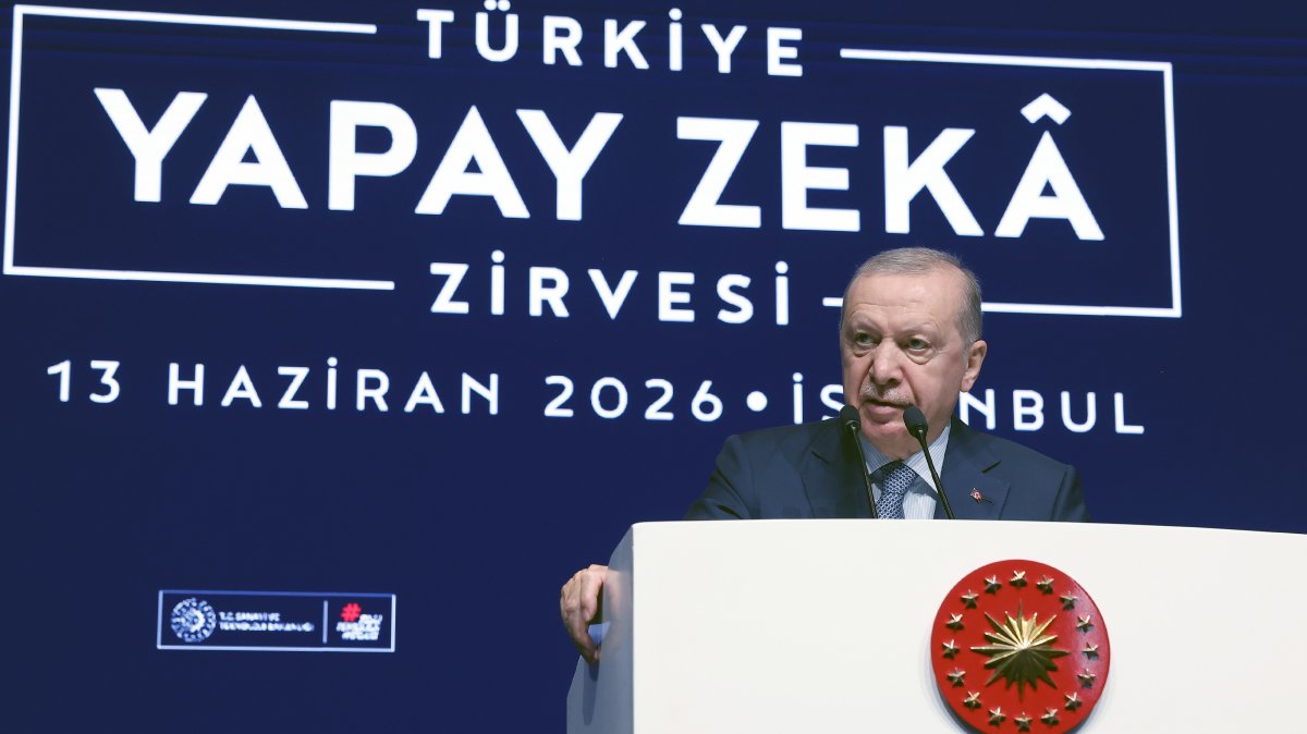 President Recep Tayyip Erdoğan addresses the Türkiye Artificial Intelligence Summit, Istanbul, Türkiye, June 13, 2026. (AA Photo)