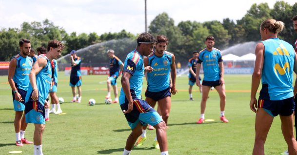 Spain national team players attend a training session in Chattanooga, Tennessee, U.S., June 11, 2026. (Reuters Photo)