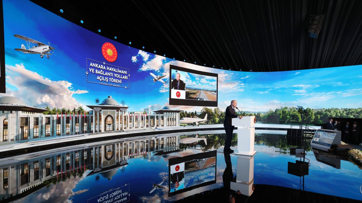 President Recep Tayyip Erdoğan speaks during an event to inaugurate the newly modernized Ankara Airport, Ankara, Türkiye, June 15, 2026. (AA Photo)