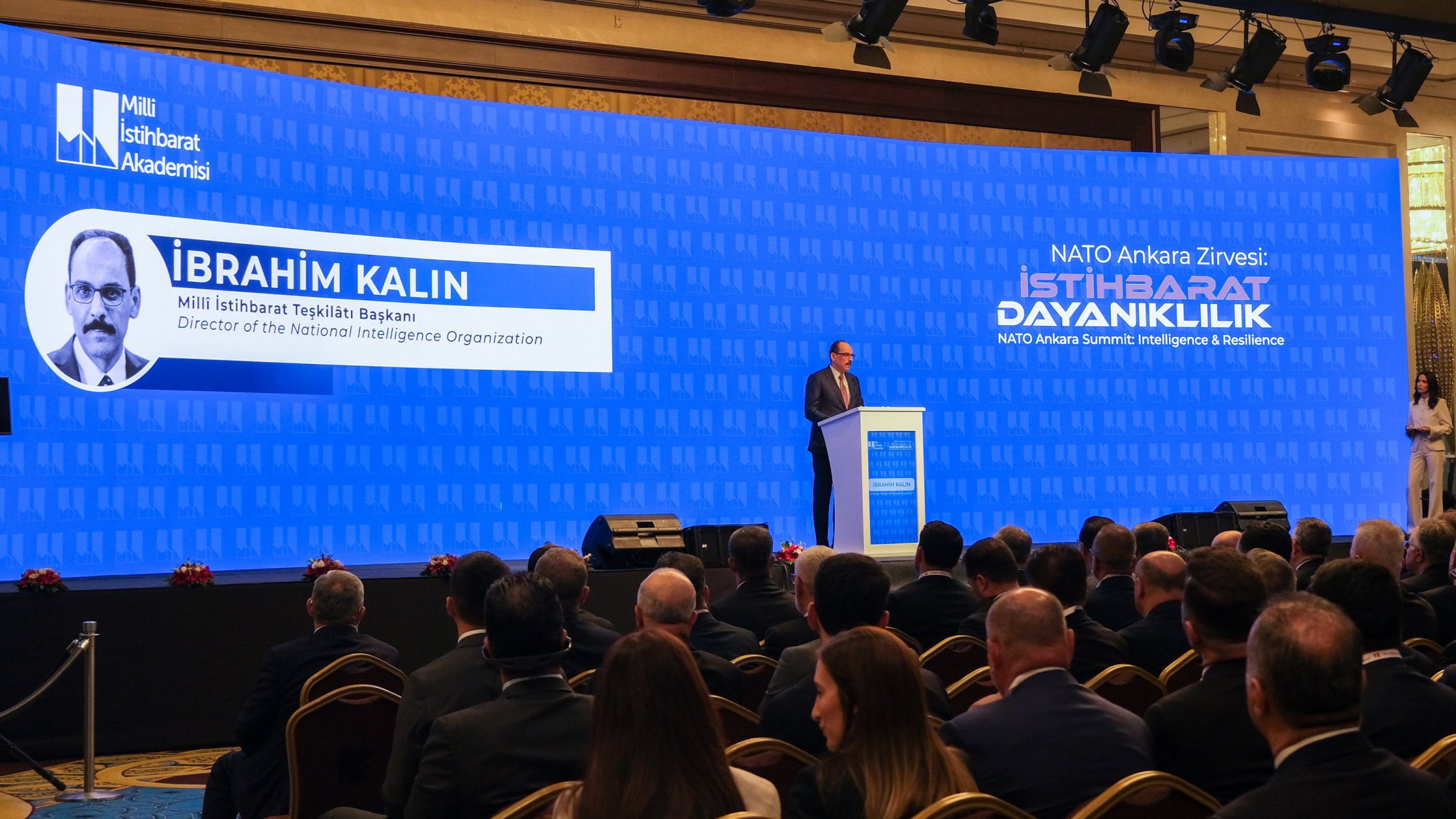 National Intelligence Organization (MIT) Chief Ibrahim Kalın speaks during a panel titled “NATO Ankara Summit: Intelligence and Resilience,” organized by the National Intelligence Academy, Ankara, Türkiye, June 15, 2026. (AA Photo)