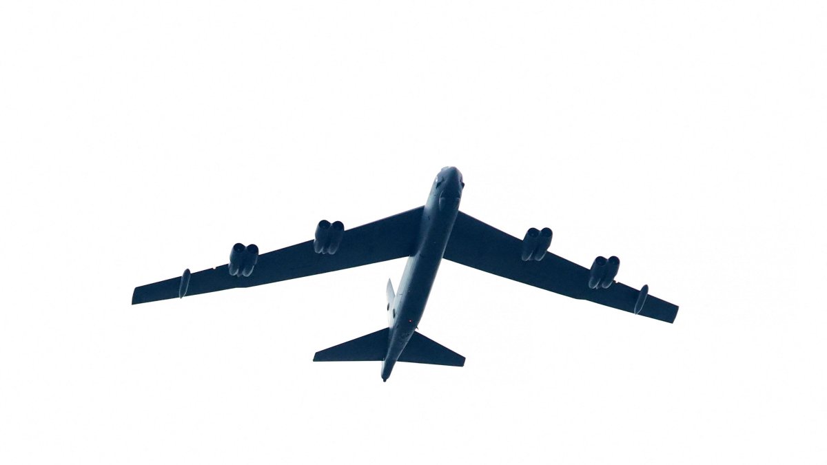 A Boeing B-52 Stratofortress flies over the course during the first round of THE CJ CUP Byron Nelson 2026 at TPC Craig Ranch, in McKinney, Texas, May 21, 2026. (AFP File Photo)