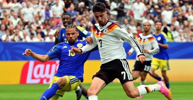 Germany's Kai Havertz (R) scores the  7-1 during the FIFA World Cup 2026 group stage match against Curacao, Houston, U.S., June 14, 2026. (EPA Photo)