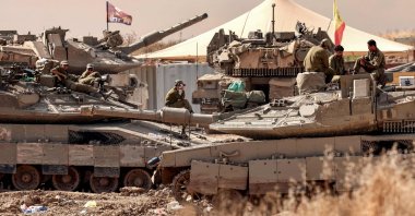 Israeli tanks and troops deployed on the border with the besieged Gaza, June 10, 2026. (AFP Photo)