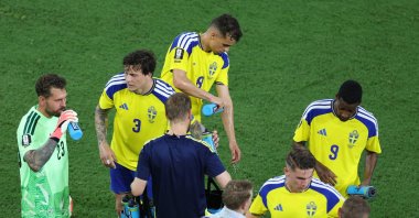 Sweden players during the hydration break at the FIFA World Cup 2026 Group F match against Tunisia, Monterrey, Mexico, June 14, 2026. (Reuters Photo)