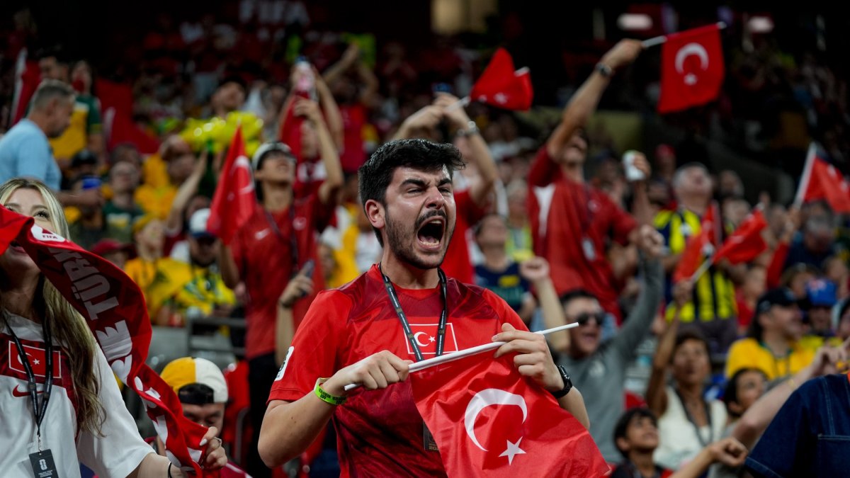 Turkish fans shout during the FIFA World Cup 2026 Group D match against Australia at BC Place, Vancouver, Canada, June 13, 2026. (AA Photo)