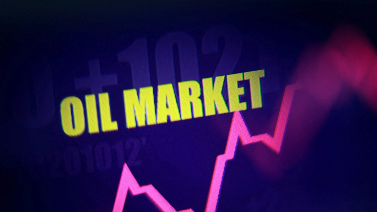 Rising stock graph and the words "Oil Market" are seen in this illustration taken March 23, 2026. (Reuters Photo)