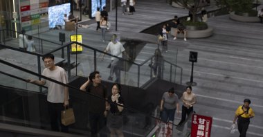 People use escalators in a commercial area, Beijing, China, May 31, 2026. (EPA Photo)
