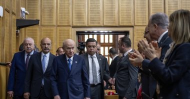 MHP leader Devlet Bahçeli arrives for his party's meeting at Parliament, Ankara, Türkiye, June 16, 2026. (AA Photo)