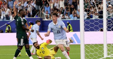 Uruguay's Maxi Araujo celebrates scoring during the 2026 FIFA World Cup Group H match against Saudi Arabia at Miami Stadium, Miami Gardens, Florida, U.S., June 15, 2026. (Reuters Photo)