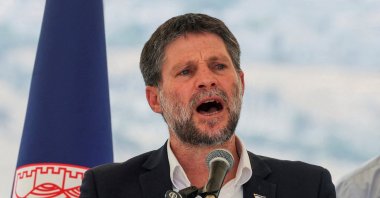 Israeli far-right Finance Minister Bezalel Smotrich speaks at a press conference near the illegal settlement of Maale Adumim in the Israeli-occupied West Bank, Aug. 14, 2025. (Reuters File Photo)