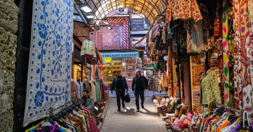 Carpets displayed for sale insideGrand Bazaar, one of the world's oldest and largest markets, Istanbul, Türkiye, April 28, 2026. (AA Photo)