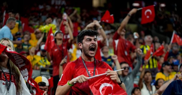 Turkish fans shout during the FIFA World Cup 2026 Group D match against Australia at BC Place, Vancouver, Canada, June 13, 2026. (AA Photo)