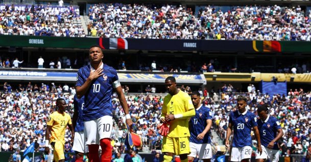 
France's Kylian Mbappe, Mike Maignan, William Saliba and Desire Doue before the match with Senegal, New Jersey Stadium, East Rutherford, New Jersey, U.S., June 16, 2026. (Reuters Photo)