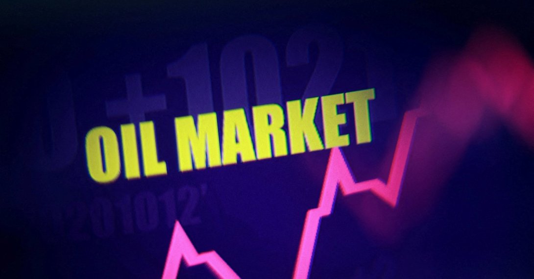 Rising stock graph and the words "Oil Market" are seen in this illustration taken March 23, 2026. (Reuters Photo)