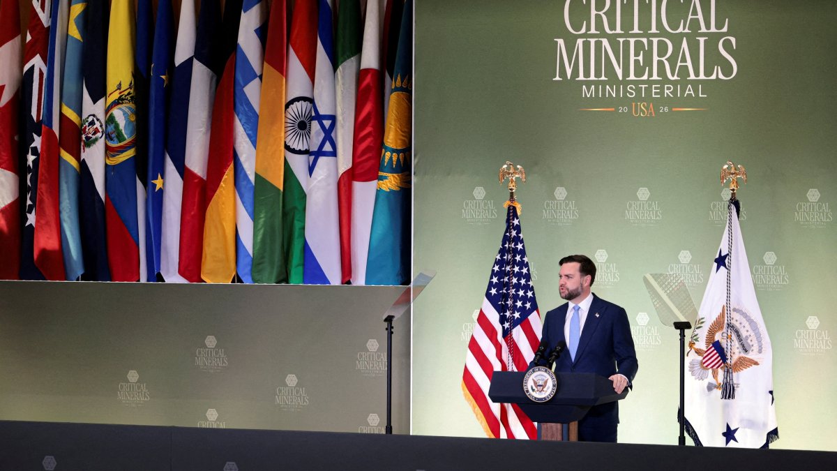 U.S. Vice President JD Vance speaks during the Critical Minerals Ministerial at the State Department, Washington, U.S., Feb. 4, 2026. (Reuters Photo)