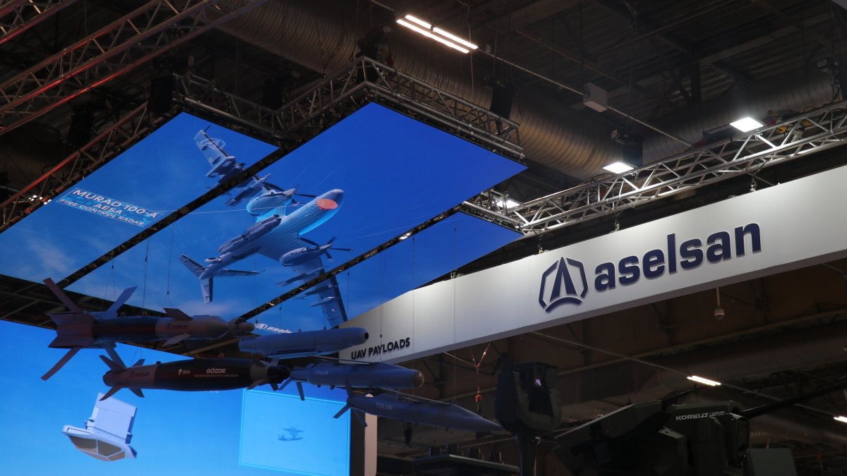 The logo of Turkish defense company Aselsan is seen at its booth during the Eurosatory 2026 defense exhibition, Paris, France, June 15, 2026. (AA Photo)