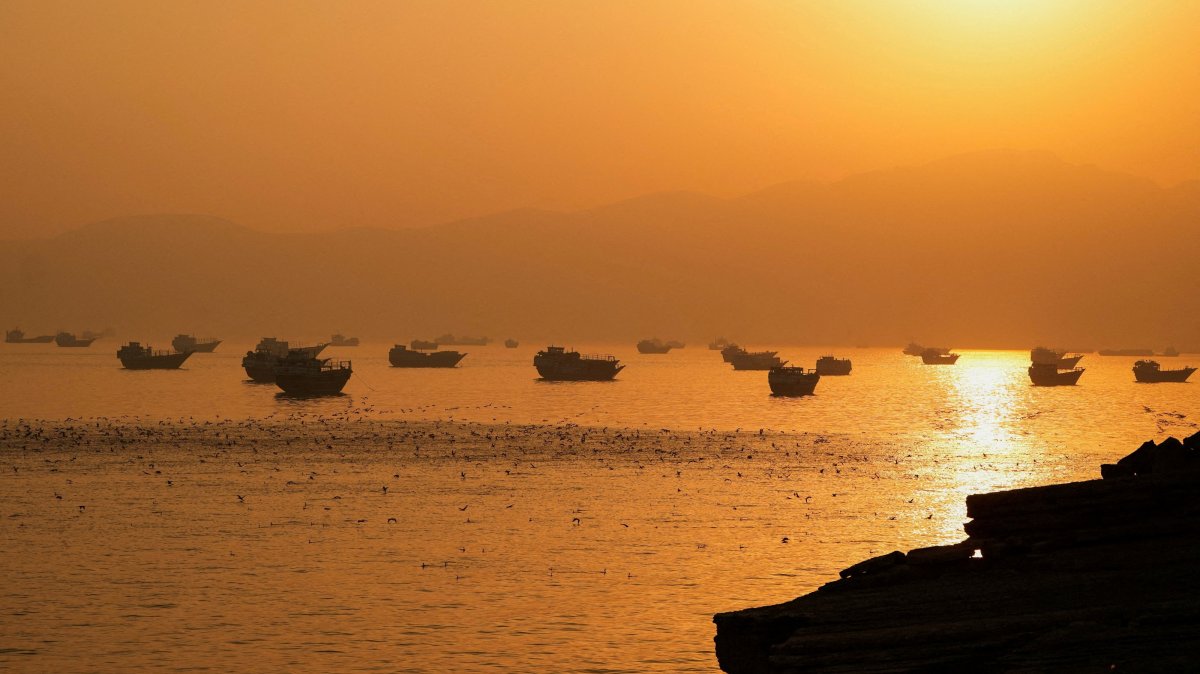 Vessels at the Strait of Hormuz, as seen from Musandam, Oman, June 16, 2026. (Reuters Photo)