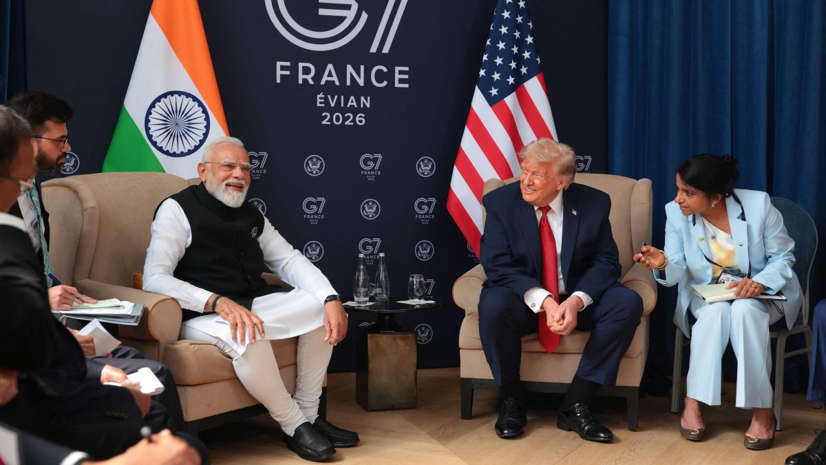 U.S. President Donald Trump and Indian Prime Minister Narendra Modi during a bilateral meeting at the G7 Summit in Evian-les-Bains, France, June 17, 2026. (AFP Photo)