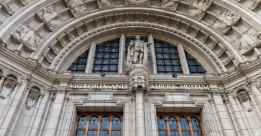 The facade and sign of the Victoria and Albert Museum in South Kensington, London, U.K., April 18, 2024. (Shutterstock Photo)