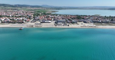 An aerial view shows the Gulf of Saros coastline, Edirne, Türkiye, June 12, 2026. (AA Photo)
