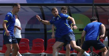 Bosnia-Herzegovina players train ahead of the FIFA World Cup 2026 Group B match between Canada and Bosnia and Herzegovina, Toronto Stadium, Toronto, Canada, June 11, 2026. (AFP Photo)