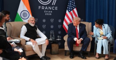 U.S. President Donald Trump and Indian Prime Minister Narendra Modi during a bilateral meeting at the G7 Summit in Evian-les-Bains, France, June 17, 2026. (AFP Photo)