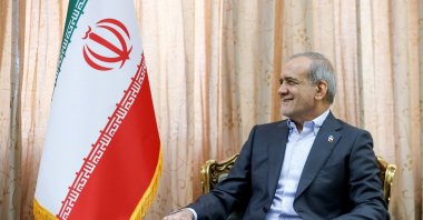 Iran's President Masoud Pezeshkian looks on during a meeting with Pakistan’s army chief in Tehran, May 23, 2026. (AFP File Photo via Iranian presidency)