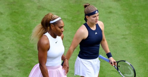 Serena Williams of the U.S. and Czechia's Karolina Muchova during their Berlin Open round of 16 doubles match against New Zealand's Erin Routliffe and Mexico's Giuliana Olmos at the Steffi Graf Stadium, Berlin, Germany, June 16, 2026. (Reuters Photo)
