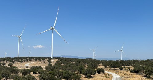 Wind turbines are seen at a wind farm in Akça, Izmir province, western Türkiye, Aug. 19, 2025. (Reuters Photo)