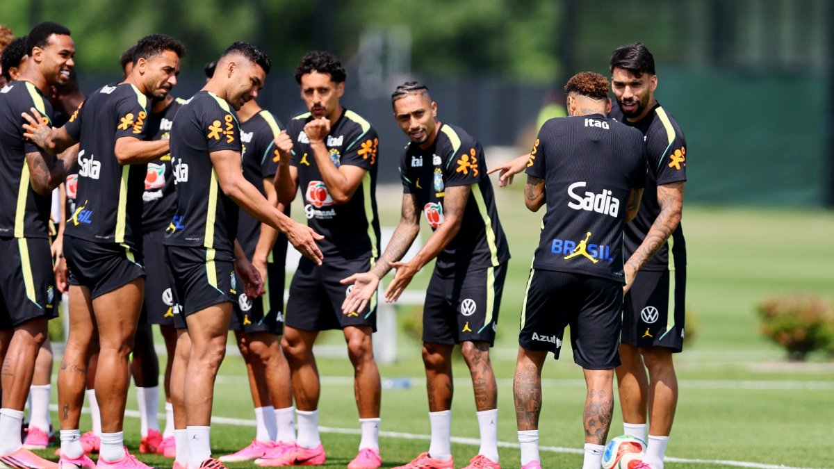 Brazil players during training ahead of the 2026 FIFA World Cup match against Haiti at the Columbia Park Training Facility, Morristown, U.S., June 17, 2026. (Reuters Photo)