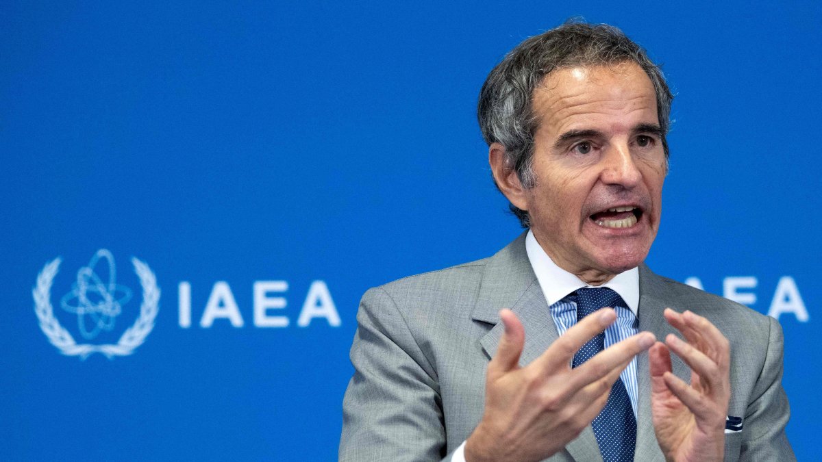 IAEA Director-General Rafael Grossi addresses a press conference following a Board of Governors' Meeting at the agency's headquarters in Vienna, Austria, June 8, 2026. (AFP Photo)