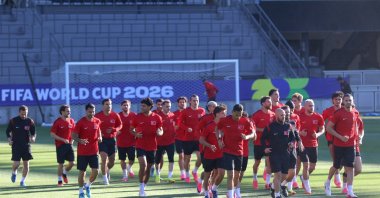 Türkiye national team players take part in a training session ahead of their 2026 FIFA World Cup match against Paraguay, Arizona, U.S., June 18, 2026. (AA Photo)

