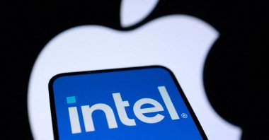 Intel and Apple logos are seen in this illustration created on Sept. 24, 2025. (Reuters Photo)