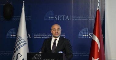Professor Nebi Miş, coordinator general of the Foundation for Political, Economic and Social Research (SETA), speaks during the opening of the Central Asia-Türkiye Forum in Ankara, Türkiye, June 18, 2026. (AA Photo)