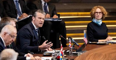 U.S. Secretary of Defense Pete Hegseth (L) speaks during a NATO Defense Ministers meeting at the NATO headquarters, in Brussels, Belgium, June 18, 2026. (AFP Photo)