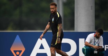 Brazil's forward #10 Neymar takes part in a training session at Columbia Park Training Facility, Morristown, New Jersey, U.S., June 18, 2026. (AFP Photo)