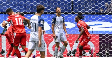 Switzerland's midfielder #09 Johan Manzambi celebrates scoring his team's first goal during the 2026 World Cup Group B football match between Switzerland and Bosnia-Herzegovina at Los Angeles Stadium, Inglewood, U.S., June 18, 2026. (AFP Photo)