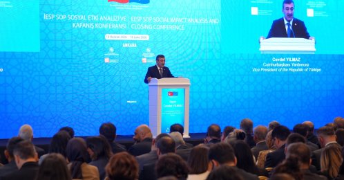 Vice President Cevdet Yılmaz speaks at an event on joint EU-Türkiye projects, Ankara, Türkiye, June 18, 2026. (AA Photo)