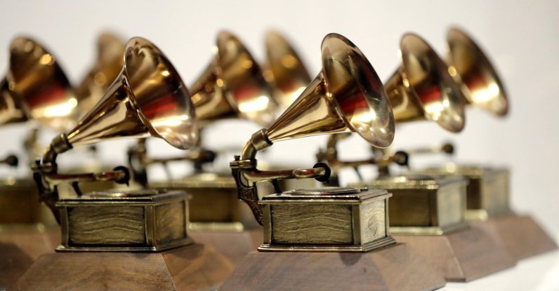 Some Grammy Awards are displayed at the Grammy Museum Experience at Prudential Center in Newark, U.S., Oct. 10, 2017. (AP Photo)