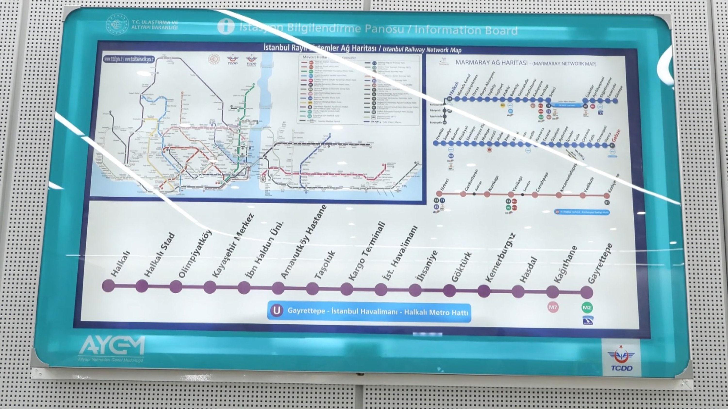 The information board shows Istanbul's railway network map. (DHA Photo)